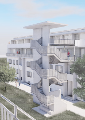 075 Aufstockung und Sanierung Mehrfamilienh&auml;user Siedlung Im Rheinacker, Basel, LOST architekten